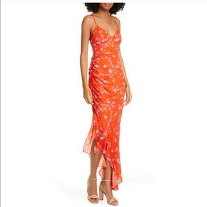 Nicholas Red Triangle Top Silk Slip Dress Size 2